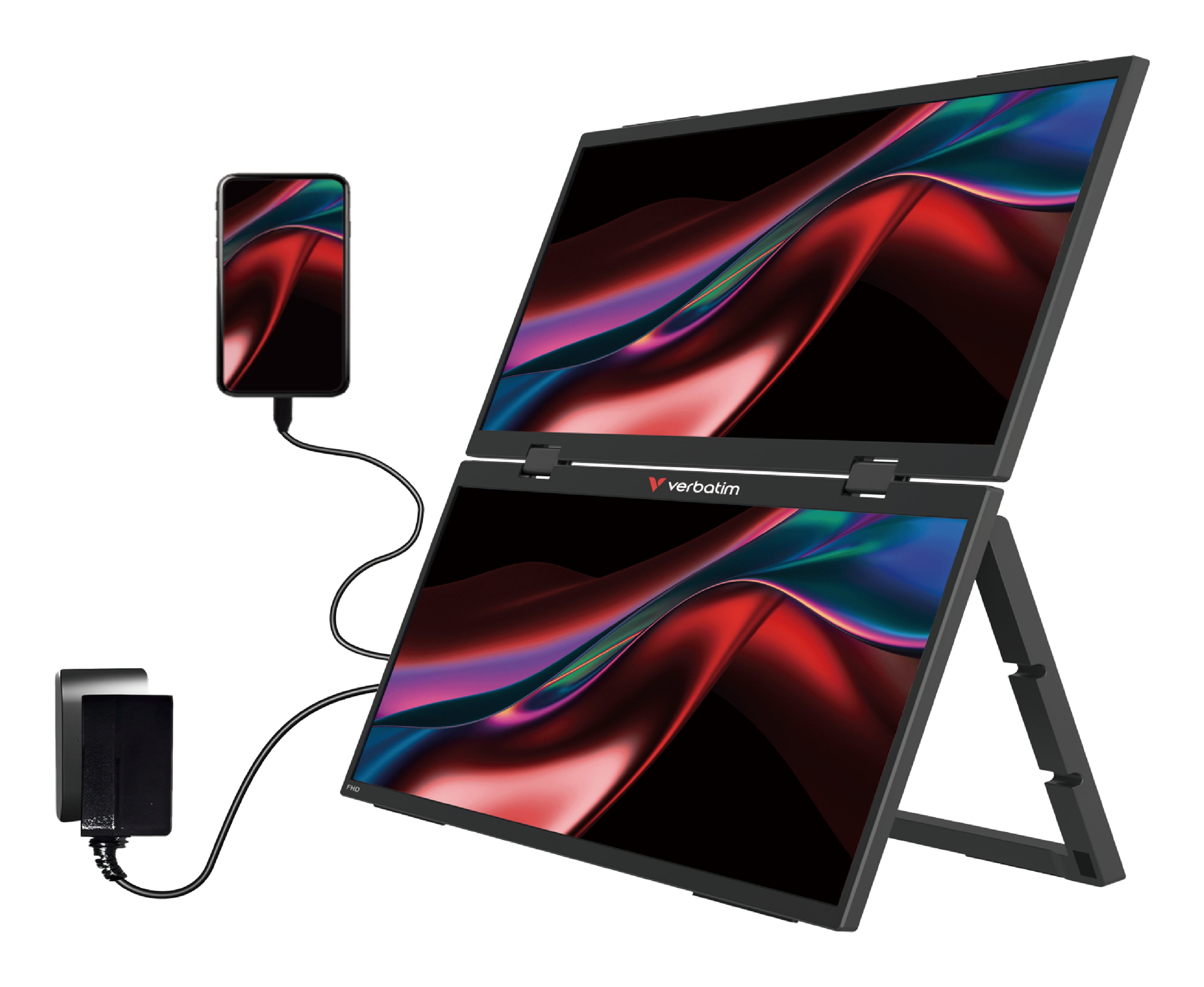 Verbatim Portable 15.6" FHD Dual Monitor Essentials Tragbarer Monitor Schwarz 39,6 cm (15.6") LCD 1920 x 1080 Pixel – Bild 5
