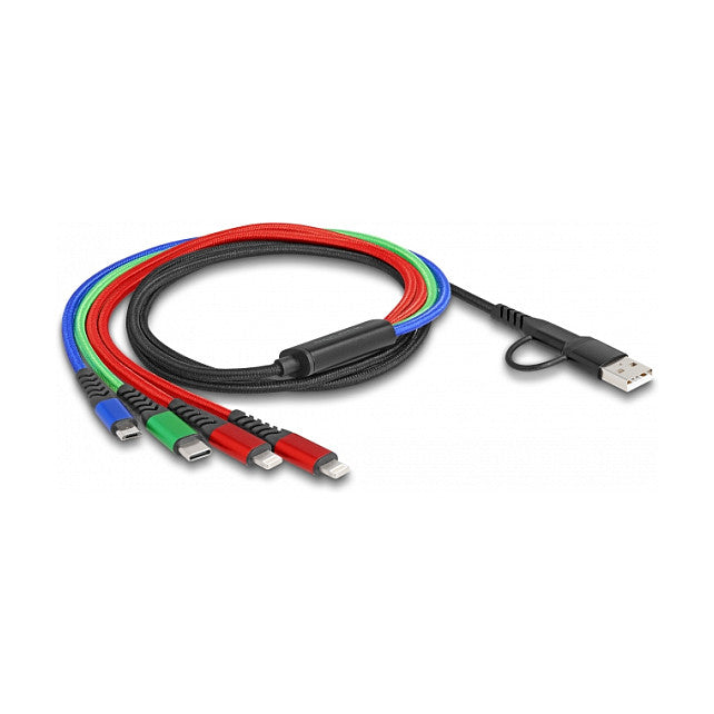 Delock USB Ladekabel 4 in 1 USB Typ-A + USB-C™ zu 2 x Lightning™ / Micro USB / USB Type-C™ 1,20 m