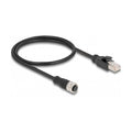 Delock M12 Adapterkabel D-kodiert 4 Pin Buchse zu RJ45 Stecker 50 cm