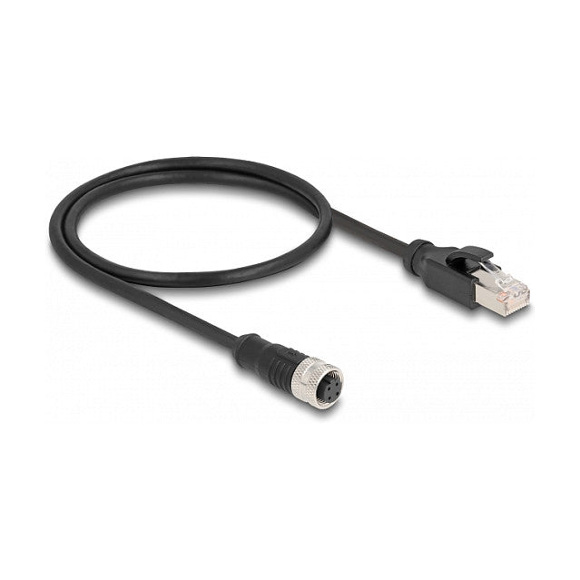 Delock M12 Adapterkabel D-kodiert 4 Pin Buchse zu RJ45 Stecker 50 cm