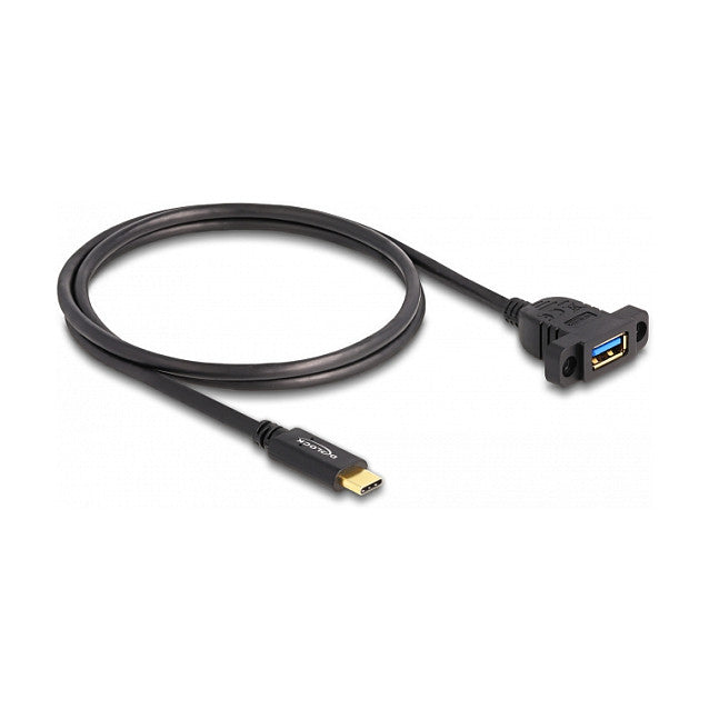 Delock SuperSpeed USB 10 Gbps (USB 3.2 Gen 2) Kabel USB Type-C™ Stecker zu USB Typ-A Buchse 1 m zum Einbau schwarz