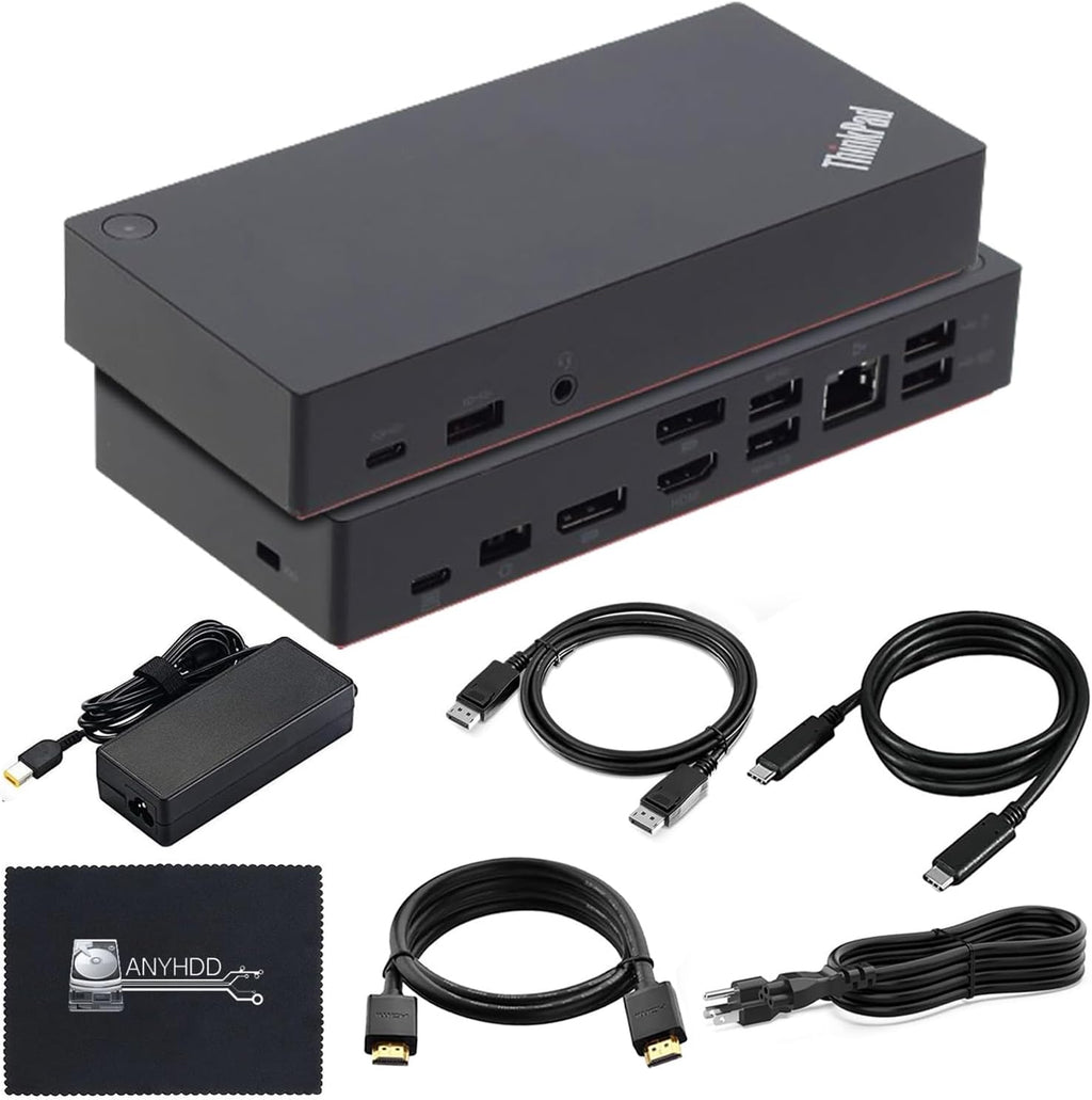 Lenovo 40AS0090EU laptop-dockingstation & portreplikator Kabelgebunden USB 3.2 Gen 1 (3.1 Gen 1) Type-C Schwarz