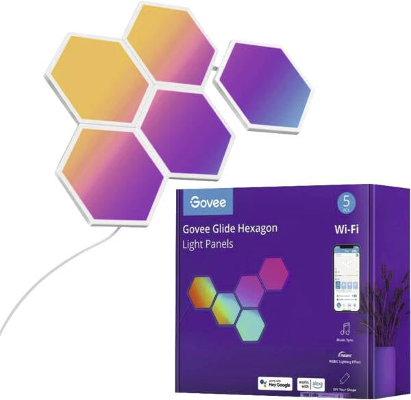 Govee RGBIC Glide Hexa Light Panels 5 pcs Intelligente Wandleuchte Wi-Fi/Bluetooth – Bild 2