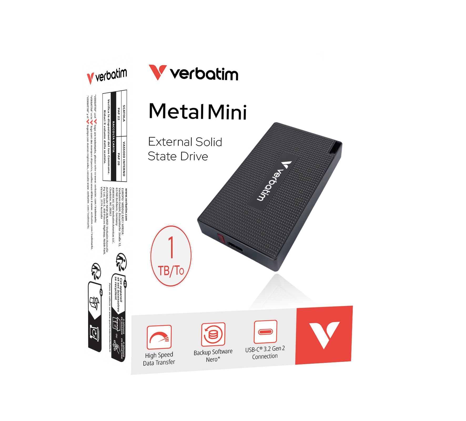 Verbatim 32031 Externes Solid State Drive 1 TB USB Typ-C USB 3.2 Gen 2x2 Grau – Bild 2