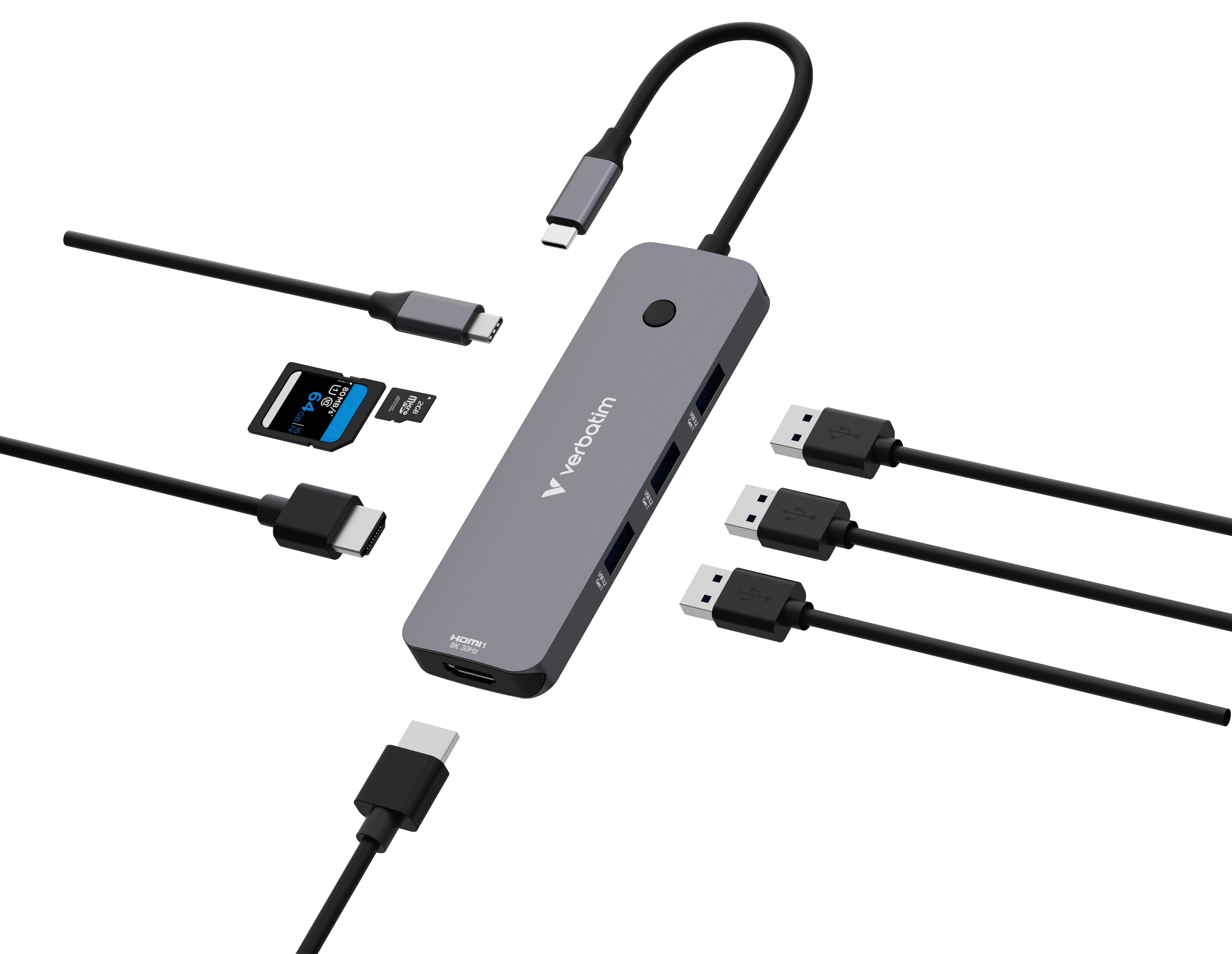 Verbatim USB-C Pro Multiport Hub 8 Port CMH-08 32151