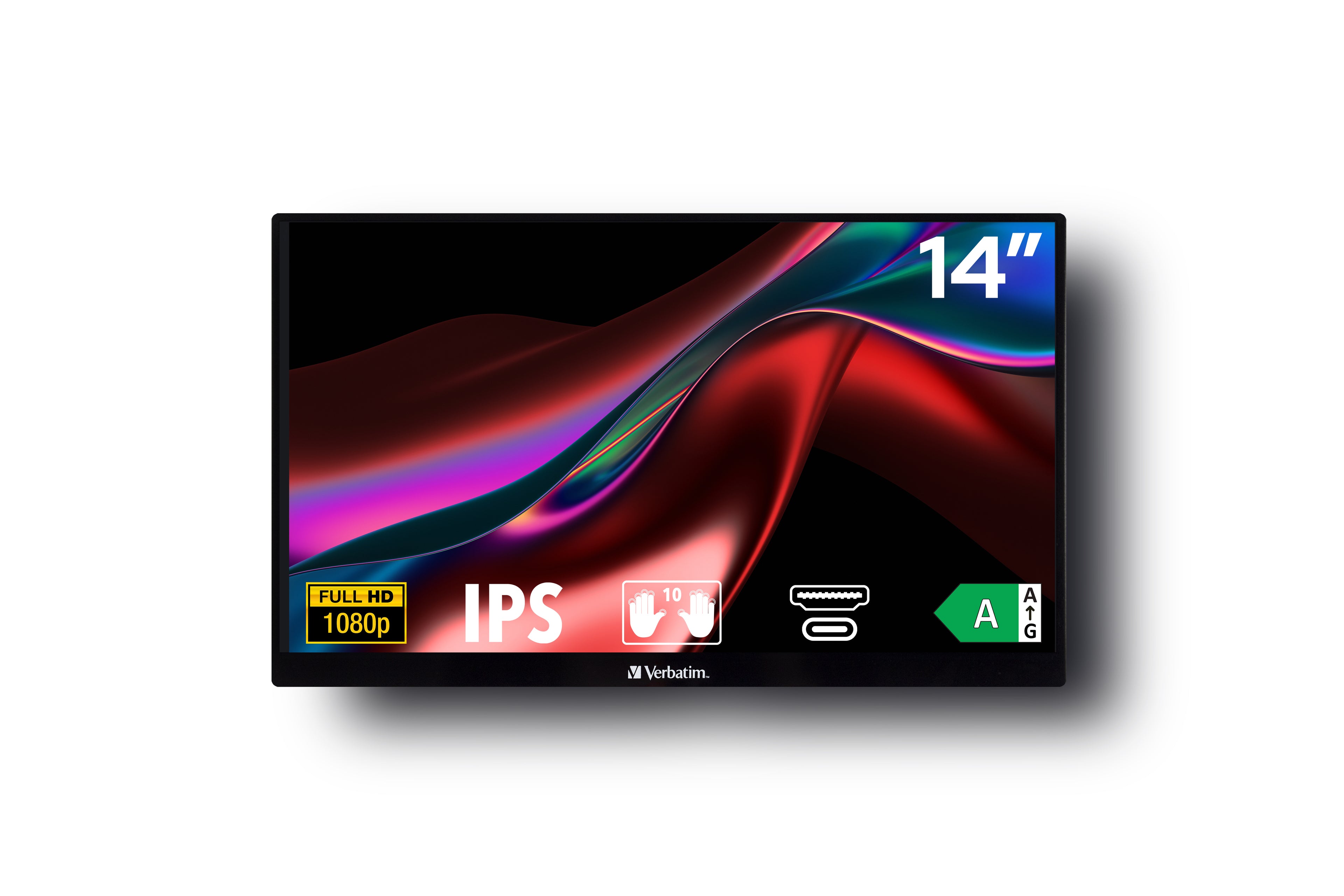 Verbatim 49591 Computerbildschirm 35,6 cm (14") 1920 x 1080 Pixel Full HD LCD Touchscreen Schwarz – Bild 2